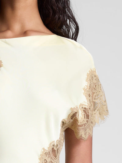 Satin- und Spitzen-Maxikleid