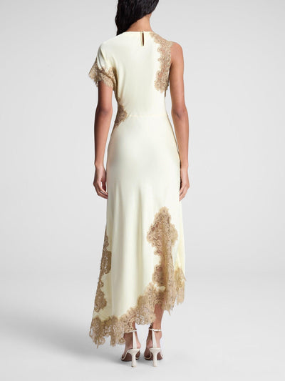 Satin- und Spitzen-Maxikleid
