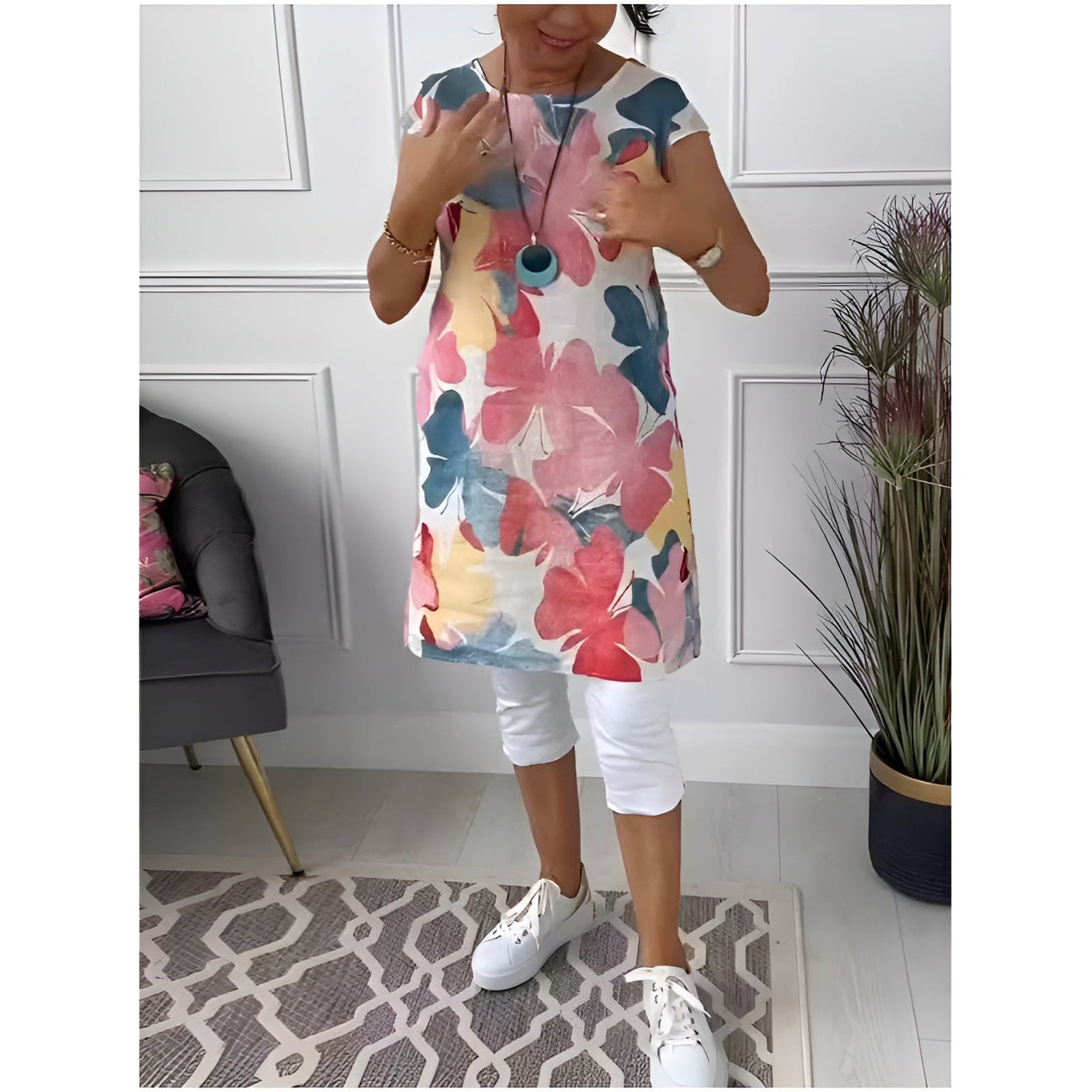Mailin™ | Losse Tuniekjurk met Bloemmotief