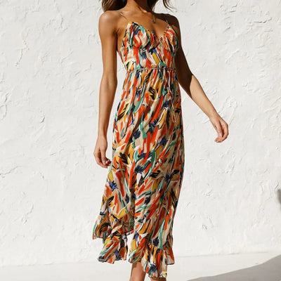 Clara - Elegantes langes Kleid mit Muster