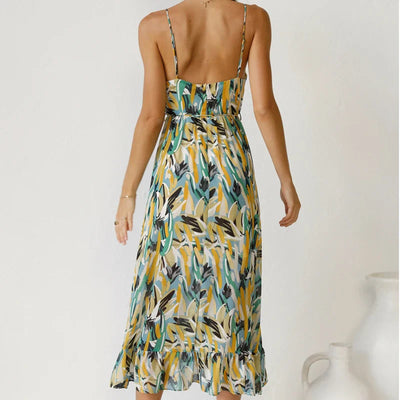 Clara - Elegantes langes Kleid mit Muster