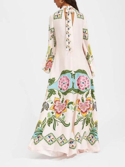 Exquisites Sonnenblumenmuster Fließendes Maxikleid