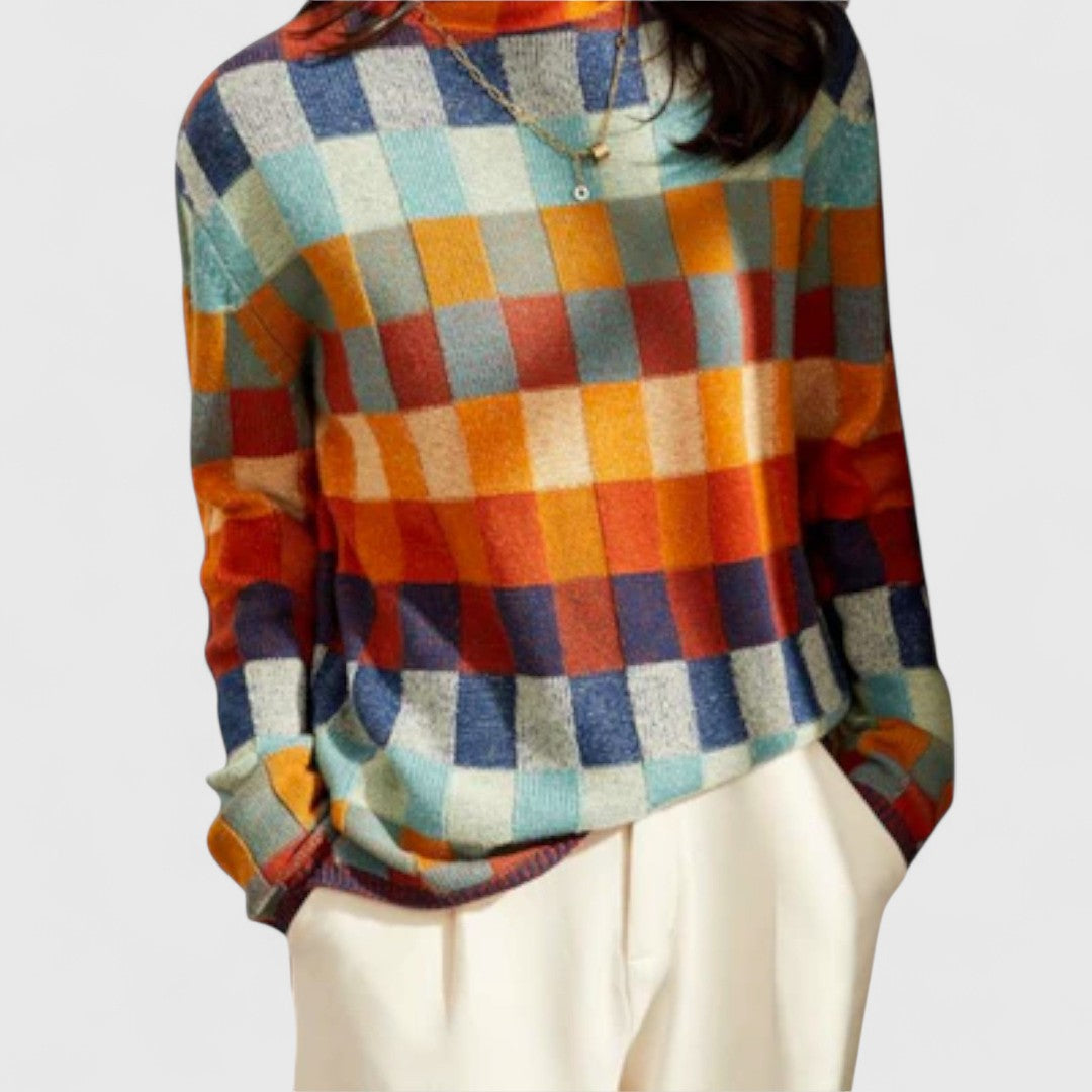 Erika - Patchwork Rollkragenpullover