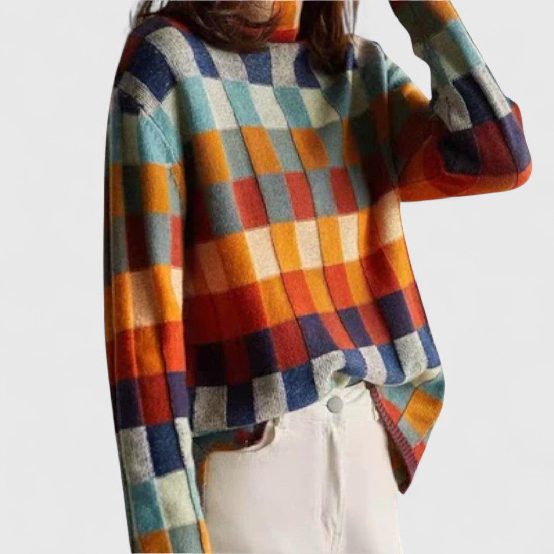 Erika - Patchwork Rollkragenpullover