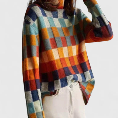 Erika - Patchwork Rollkragenpullover