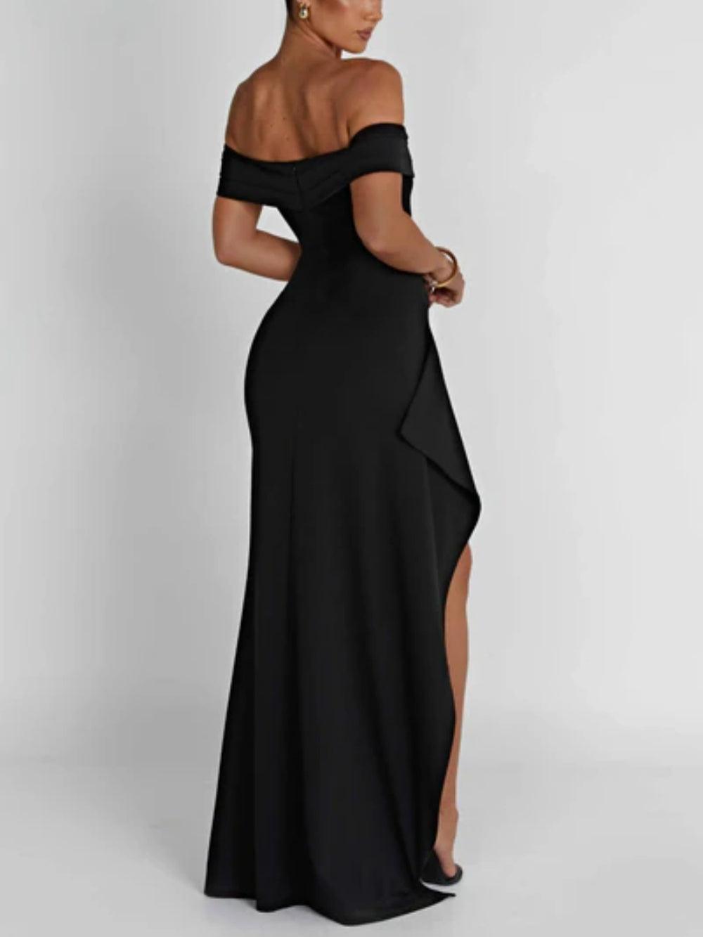 Off-Shoulder Maxi-Kleid mit Schlitz