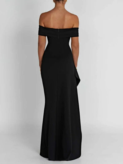 Off-Shoulder Maxi-Kleid mit Schlitz