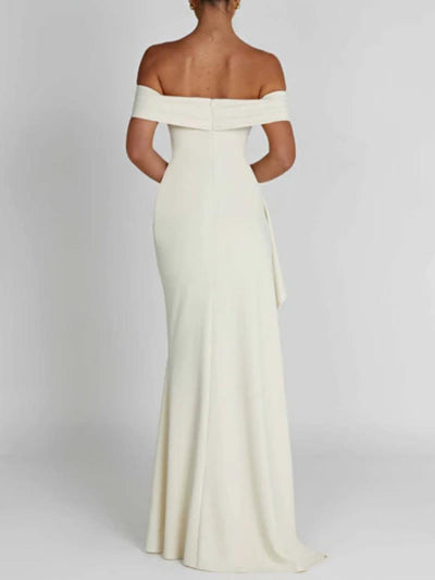 Off-Shoulder Maxi-Kleid mit Schlitz