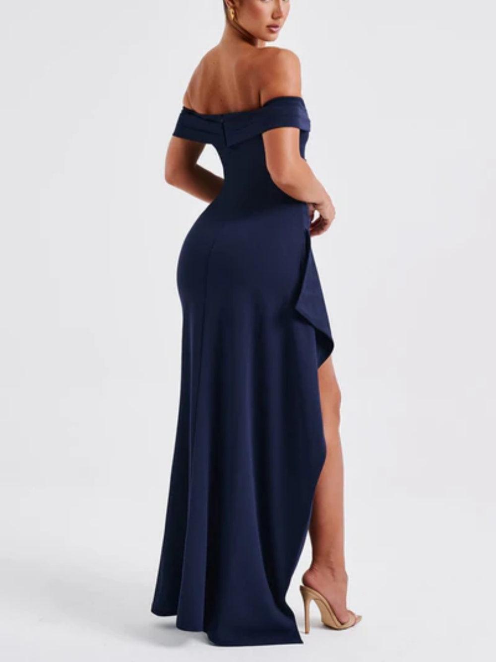 Off-Shoulder Maxi-Kleid mit Schlitz