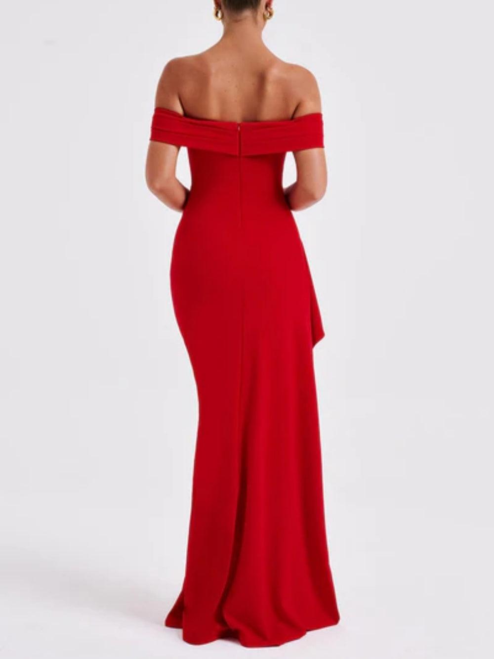 Off-Shoulder Maxi-Kleid mit Schlitz