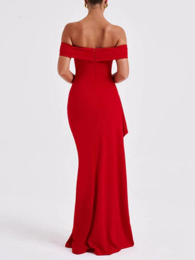 Off-Shoulder Maxi-Kleid mit Schlitz