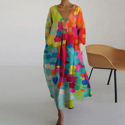 Leticia - Bunte V-Ausschnitt Kleid