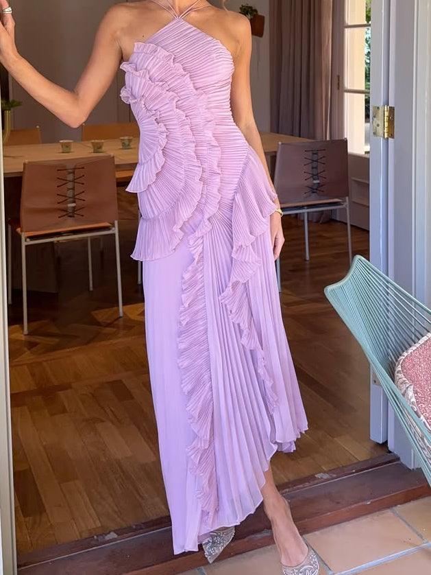 Faltenrock Langkleid mit Schlitzen