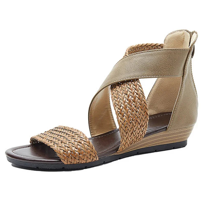 Zoey - Geflochtene Leder Sandalen