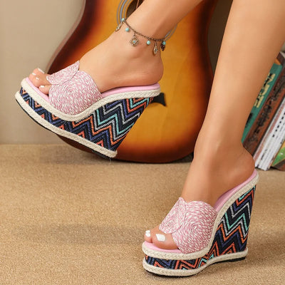 Alexa - Gewebte Wedge Sandalen