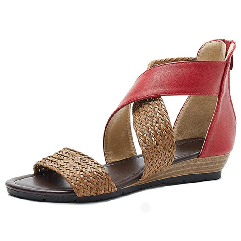 Zoey - Geflochtene Leder Sandalen