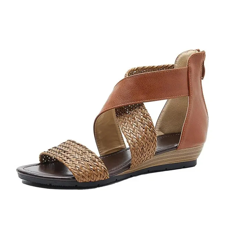Zoey - Geflochtene Leder Sandalen