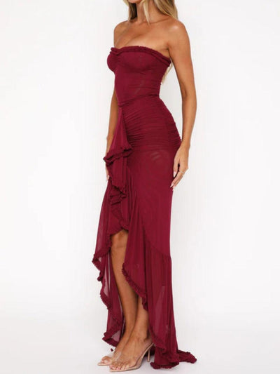 Off-Shoulder Mesh Maxikleid