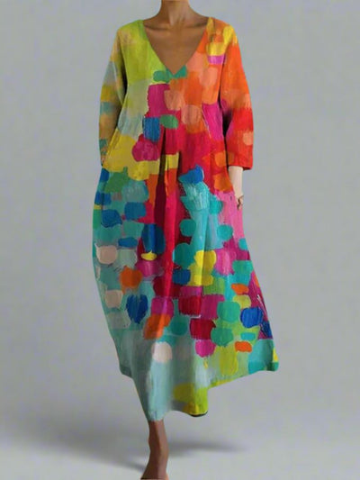Leticia - Bunte V-Ausschnitt Kleid