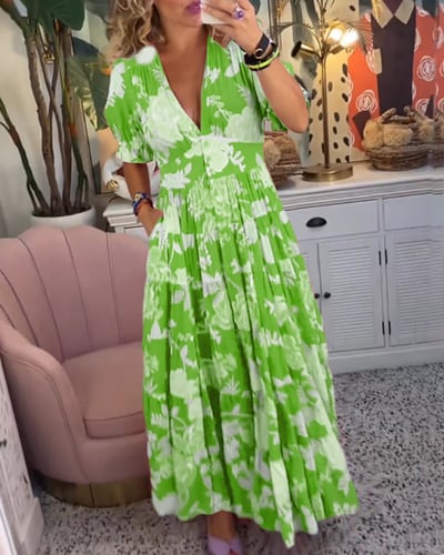 Isabeau - Bequeme lange Kleid mit V-Ausschnitt und Taschen