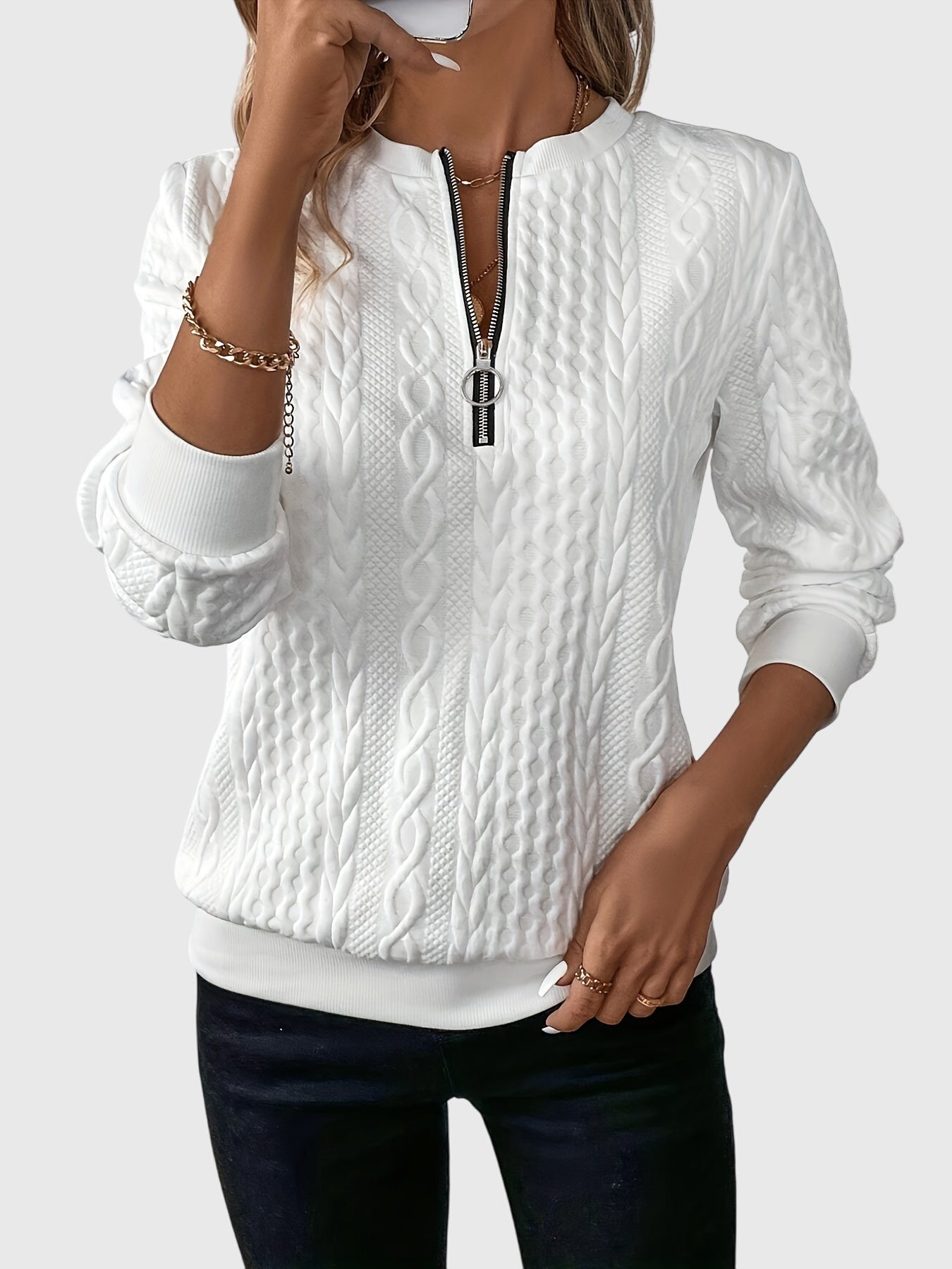 Catherine - Sweatshirt mit halbem Reißverschluss