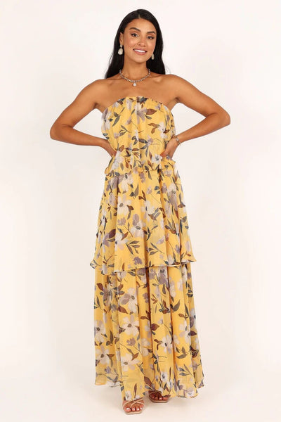 Elsie - Gepunktetes Strapless Maxikleid