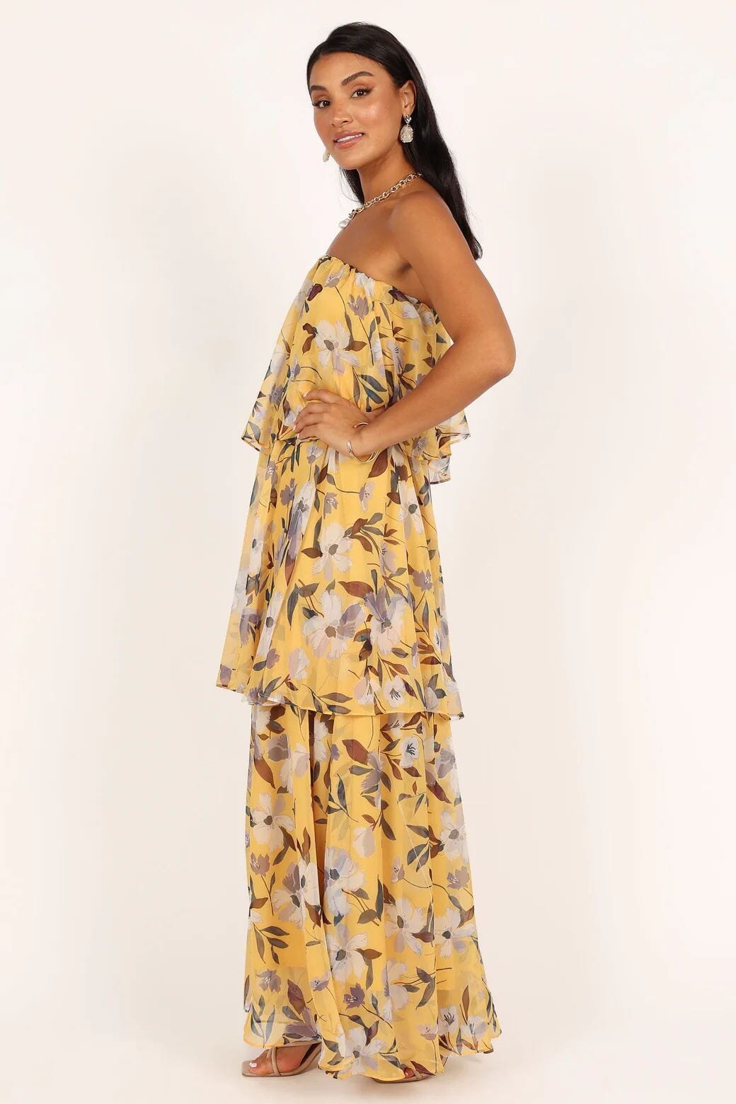 Elsie - Gepunktetes Strapless Maxikleid