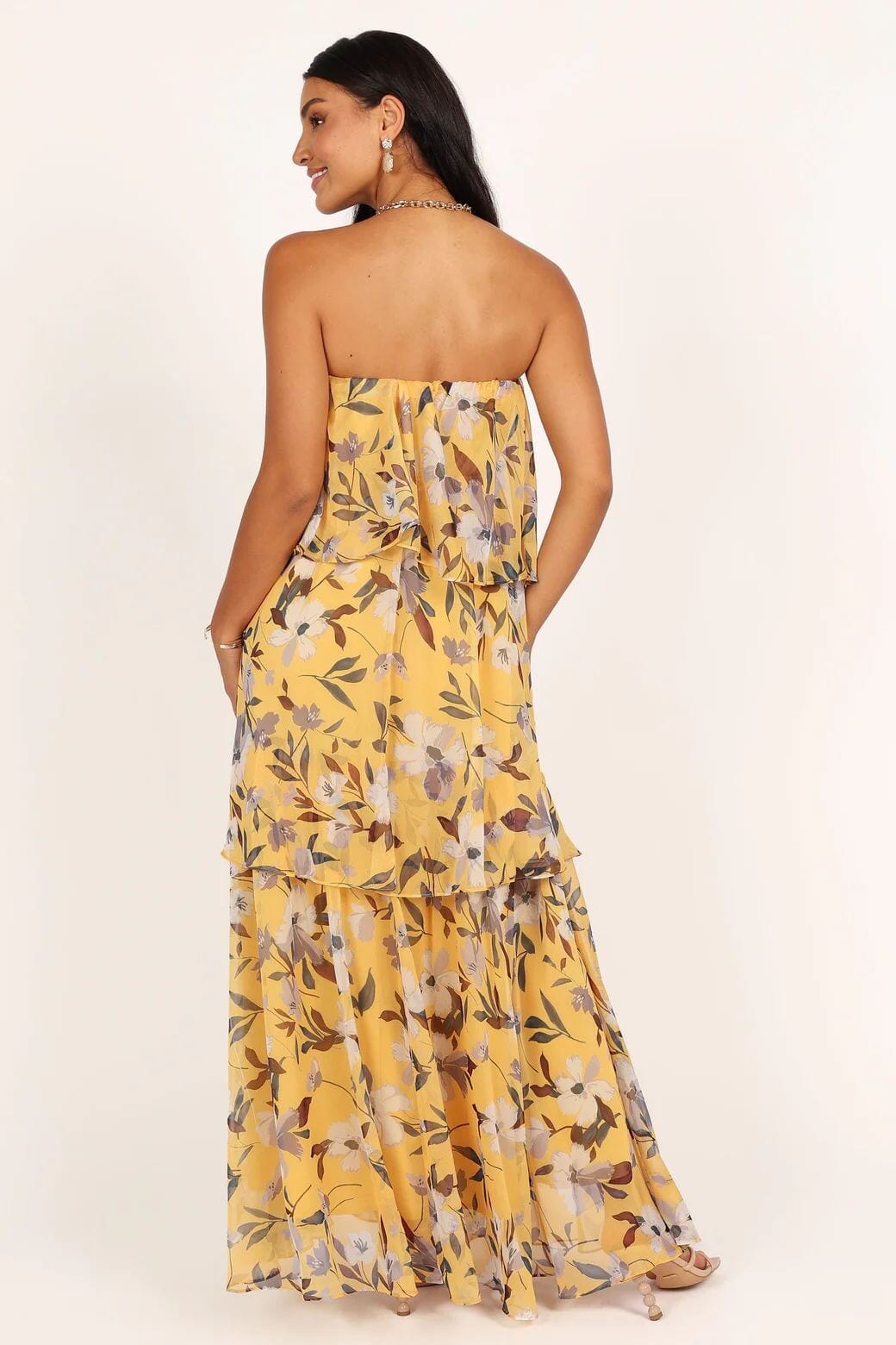 Elsie - Gepunktetes Strapless Maxikleid