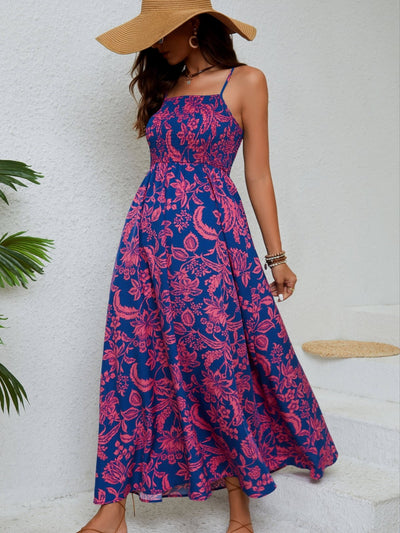 Emma - Blumig, raffiniertes Maxikleid mit Spaghettiträgern