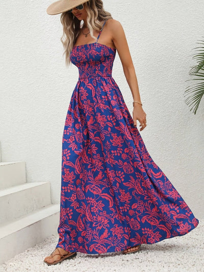 Emma - Blumig, raffiniertes Maxikleid mit Spaghettiträgern