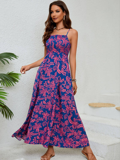 Emma - Blumig, raffiniertes Maxikleid mit Spaghettiträgern