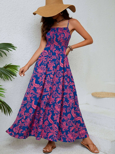 Emma - Blumig, raffiniertes Maxikleid mit Spaghettiträgern