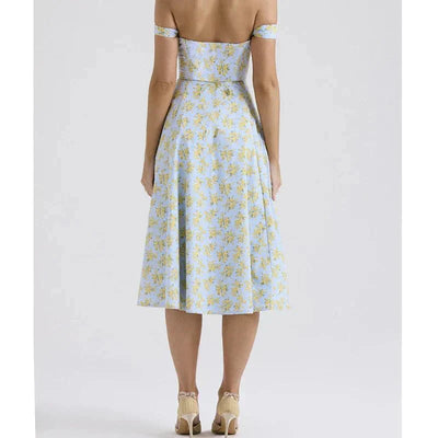 Freya - Blumiges Korsett Midi-Kleid