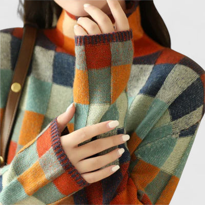 Erika - Patchwork Rollkragenpullover