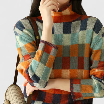 Erika - Patchwork Rollkragenpullover