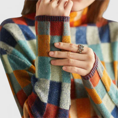 Erika - Patchwork Rollkragenpullover