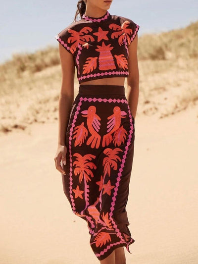 Katia - Geprinte Set Top en Rok