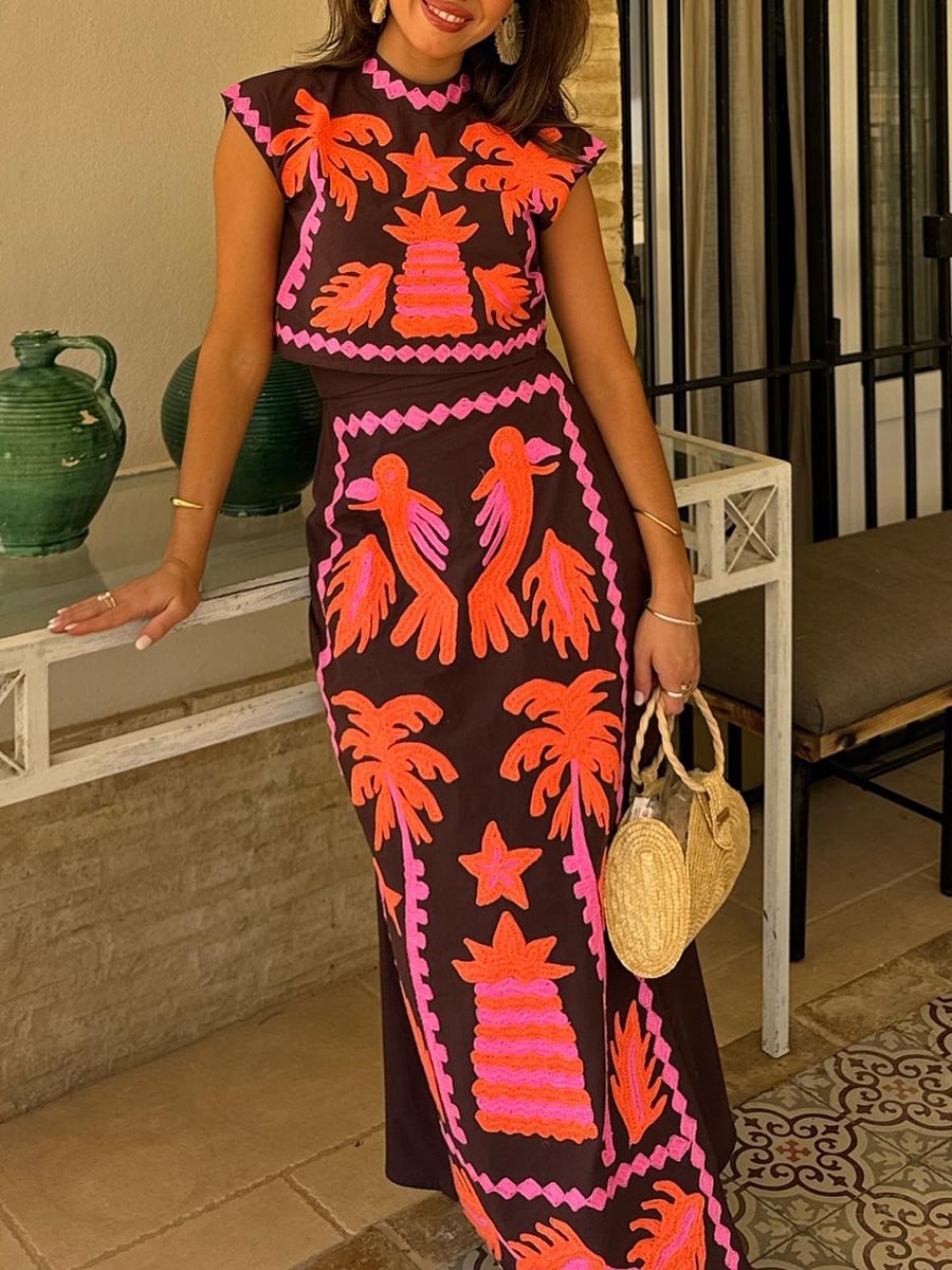 Katia - Geprinte Set Top en Rok