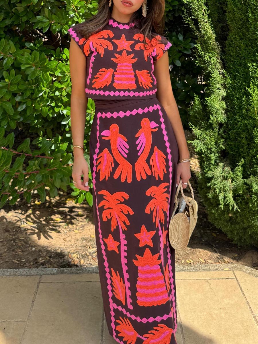 Katia - Geprinte Set Top en Rok