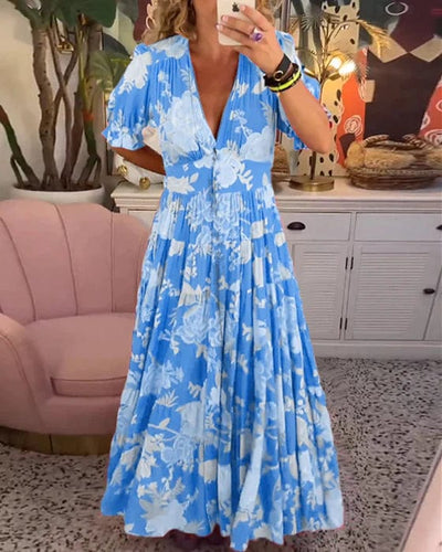 Isabeau - Bequeme lange Kleid mit V-Ausschnitt und Taschen