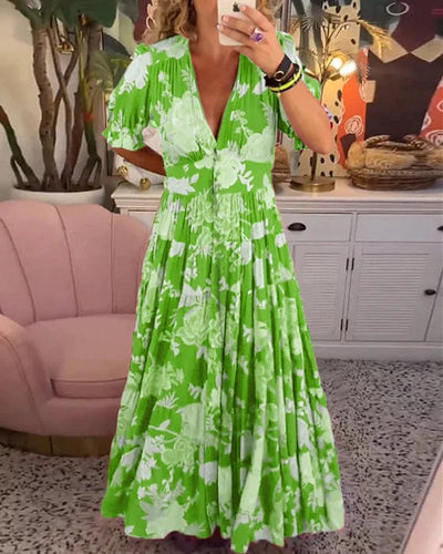 Isabeau - Bequeme lange Kleid mit V-Ausschnitt und Taschen