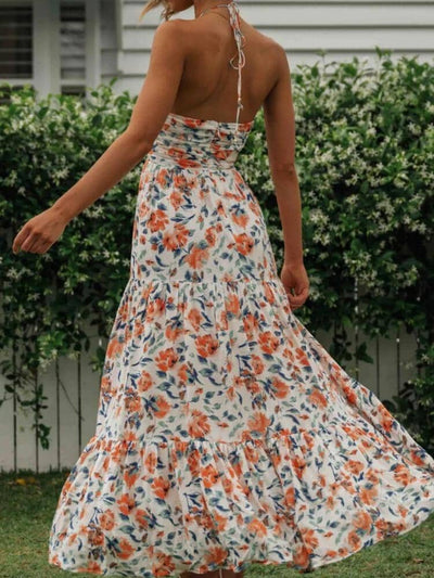 Louise - Maxi-Sommerkleid mit Halter und Blumenmuster