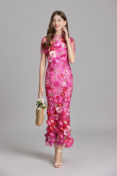 Sophia - Elegantes Blumenkleid im Midi-Stil